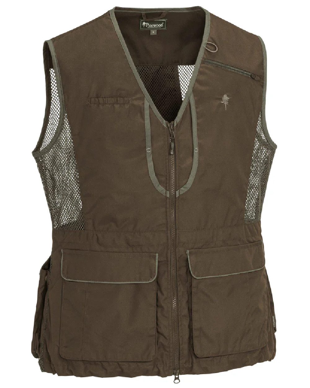 Suede Brown Dark Olive coloured Pinewood Womens Dog Sports 2.0 Vest on white background #colour_suede-brown-dark-olive