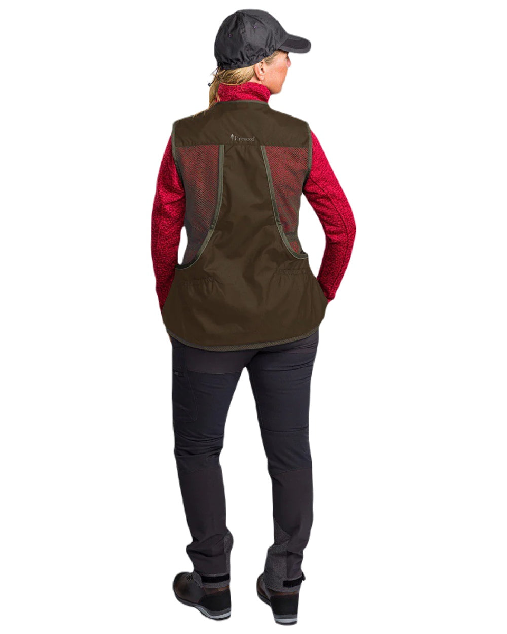 Suede Brown Dark Olive coloured Pinewood Womens Dog Sports 2.0 Vest on white background #colour_suede-brown-dark-olive