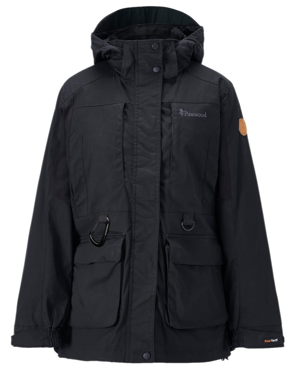 Black Coloured Pinewood Womens Dog Sports Trainer Extreme Jacket on white background #colour_black