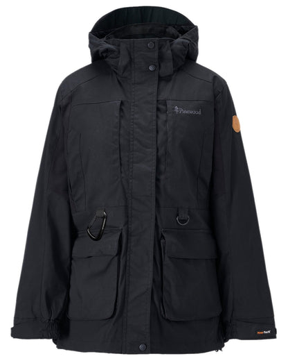 Black Coloured Pinewood Womens Dog Sports Trainer Extreme Jacket on white background #colour_black