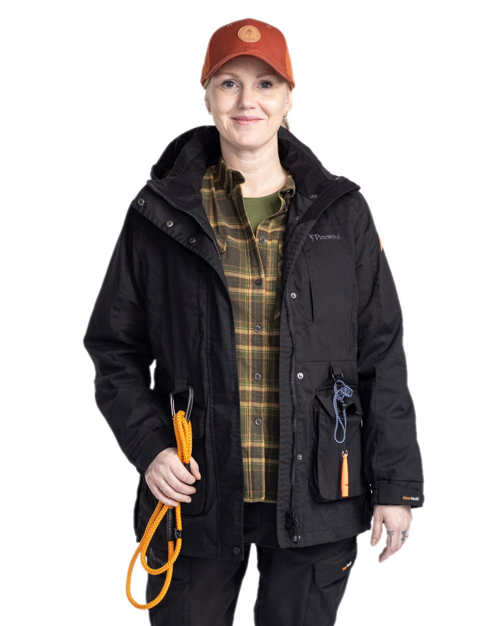 Black Coloured Pinewood Womens Dog Sports Trainer Extreme Jacket on white background #colour_black