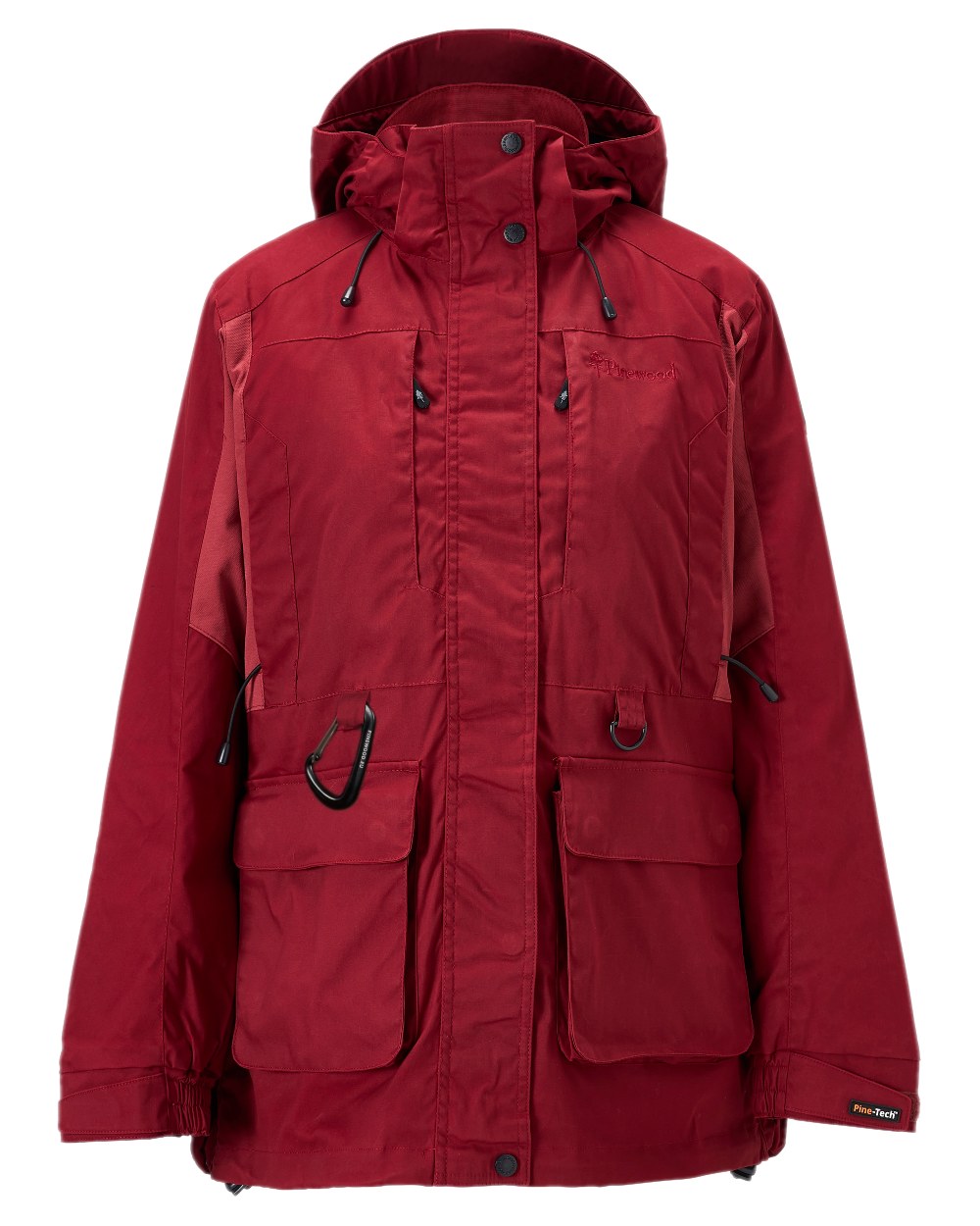 Dark Tomato Dark Red Coloured Pinewood Womens Dog Sports Trainer Extreme Jacket on white background #colour_dark-tomato-dark-red