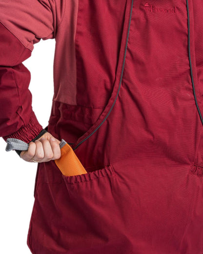 Dark Tomato Dark Red Coloured Pinewood Womens Dog Sports Trainer Extreme Jacket on white background #colour_dark-tomato-dark-red