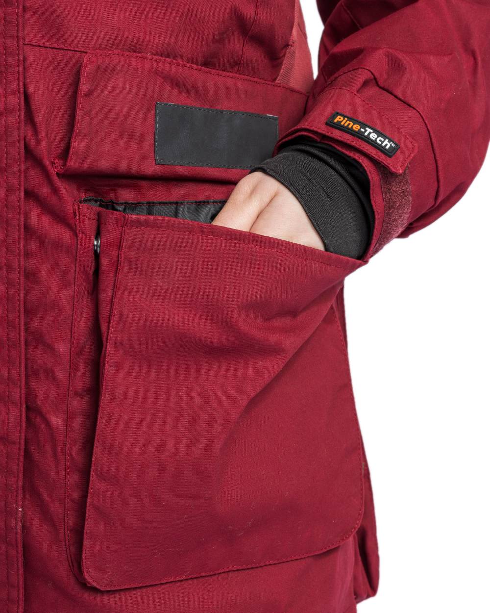 Dark Tomato Dark Red Coloured Pinewood Womens Dog Sports Trainer Extreme Jacket on white background #colour_dark-tomato-dark-red
