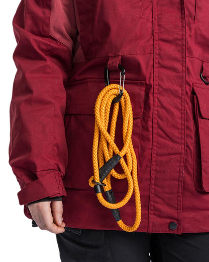 Dark Tomato Dark Red Coloured Pinewood Womens Dog Sports Trainer Extreme Jacket on white background #colour_dark-tomato-dark-red