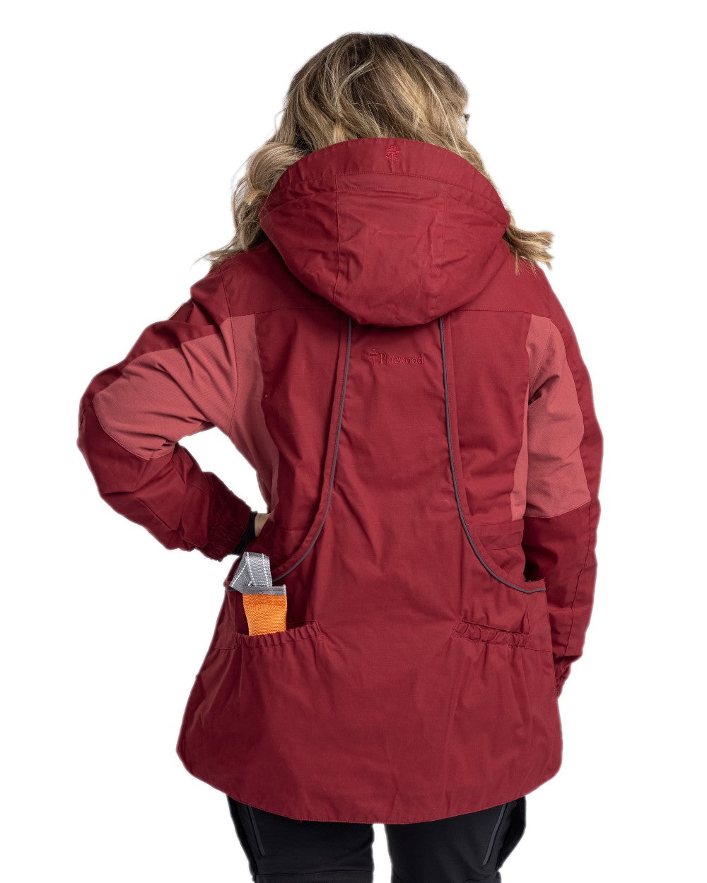 Dark Tomato Dark Red Coloured Pinewood Womens Dog Sports Trainer Extreme Jacket on white background #colour_dark-tomato-dark-red