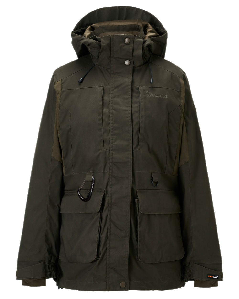 Moss Green Coloured Pinewood Womens Dog Sports Trainer Extreme Jacket on white background #colour_moss-green