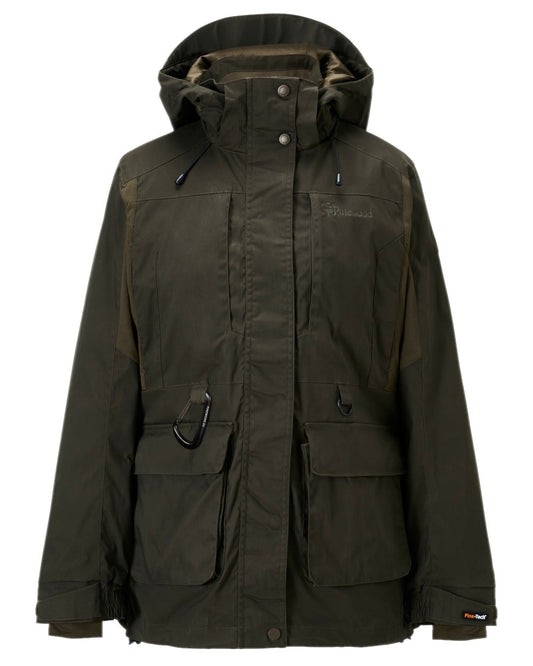 Moss Green Coloured Pinewood Womens Dog Sports Trainer Extreme Jacket on white background #colour_moss-green