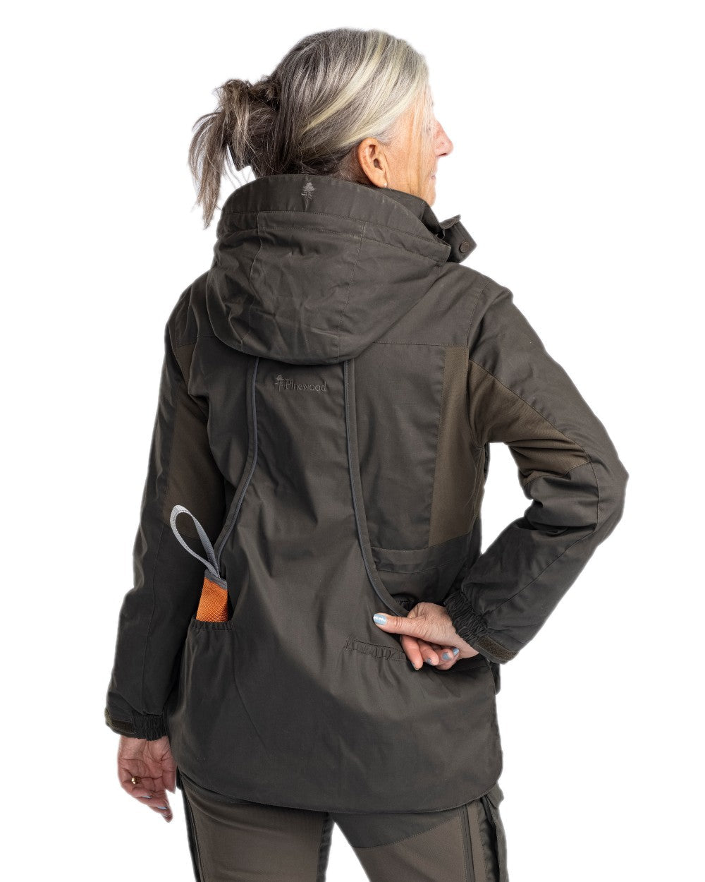 Moss Green Coloured Pinewood Womens Dog Sports Trainer Extreme Jacket on white background #colour_moss-green