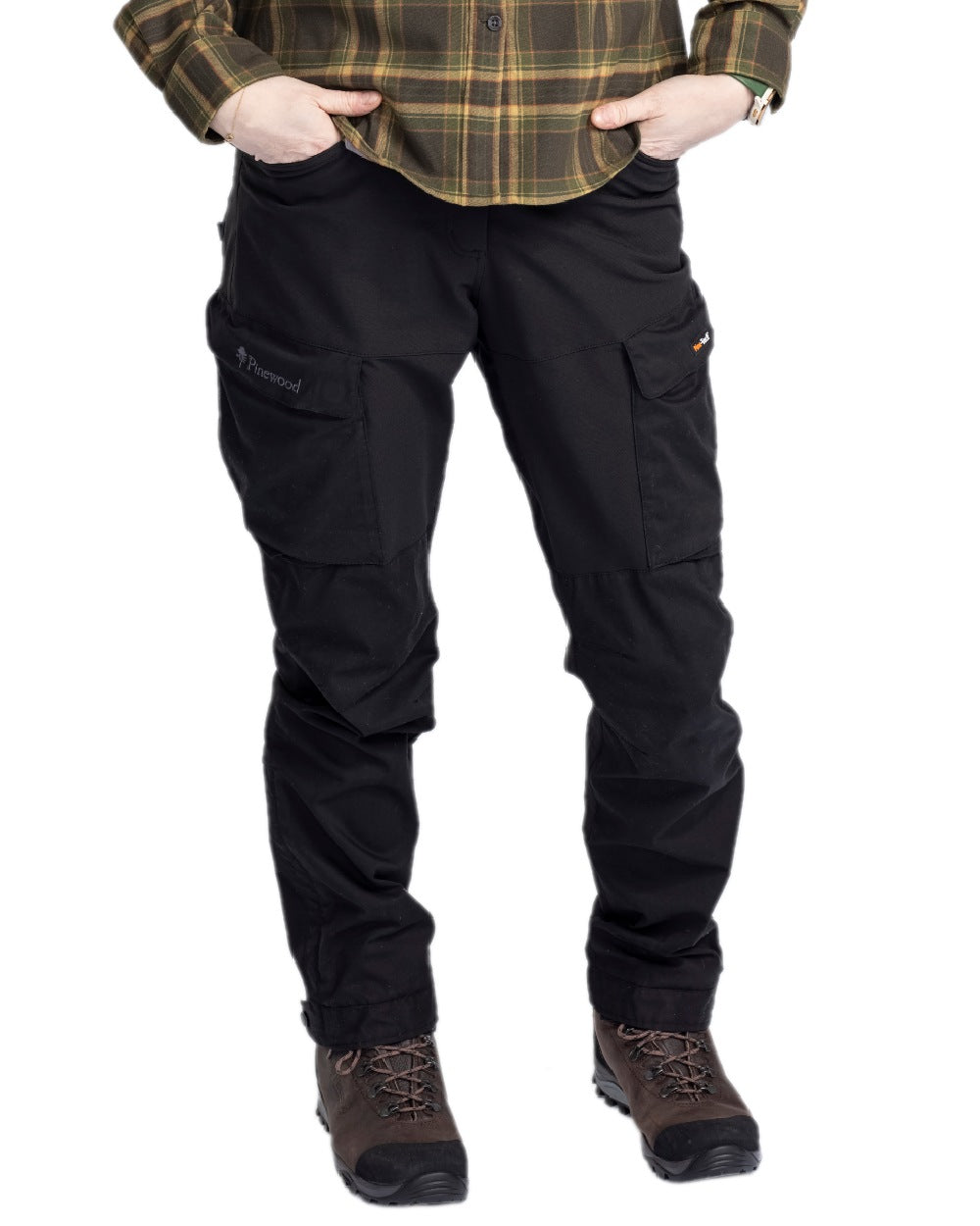 Black Coloured Pinewood Womens Dog Sports Trainer Extreme Trousers on white background #colour_black