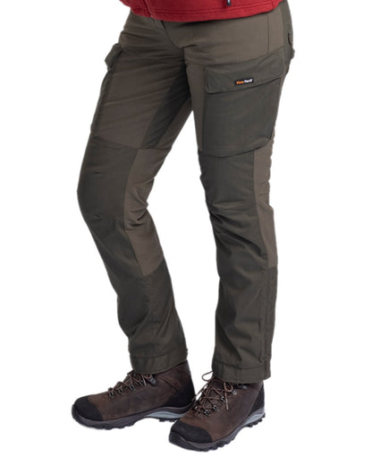 Moss Green Coloured Pinewood Womens Dog Sports Trainer Extreme Trousers on white background #colour_moss-green