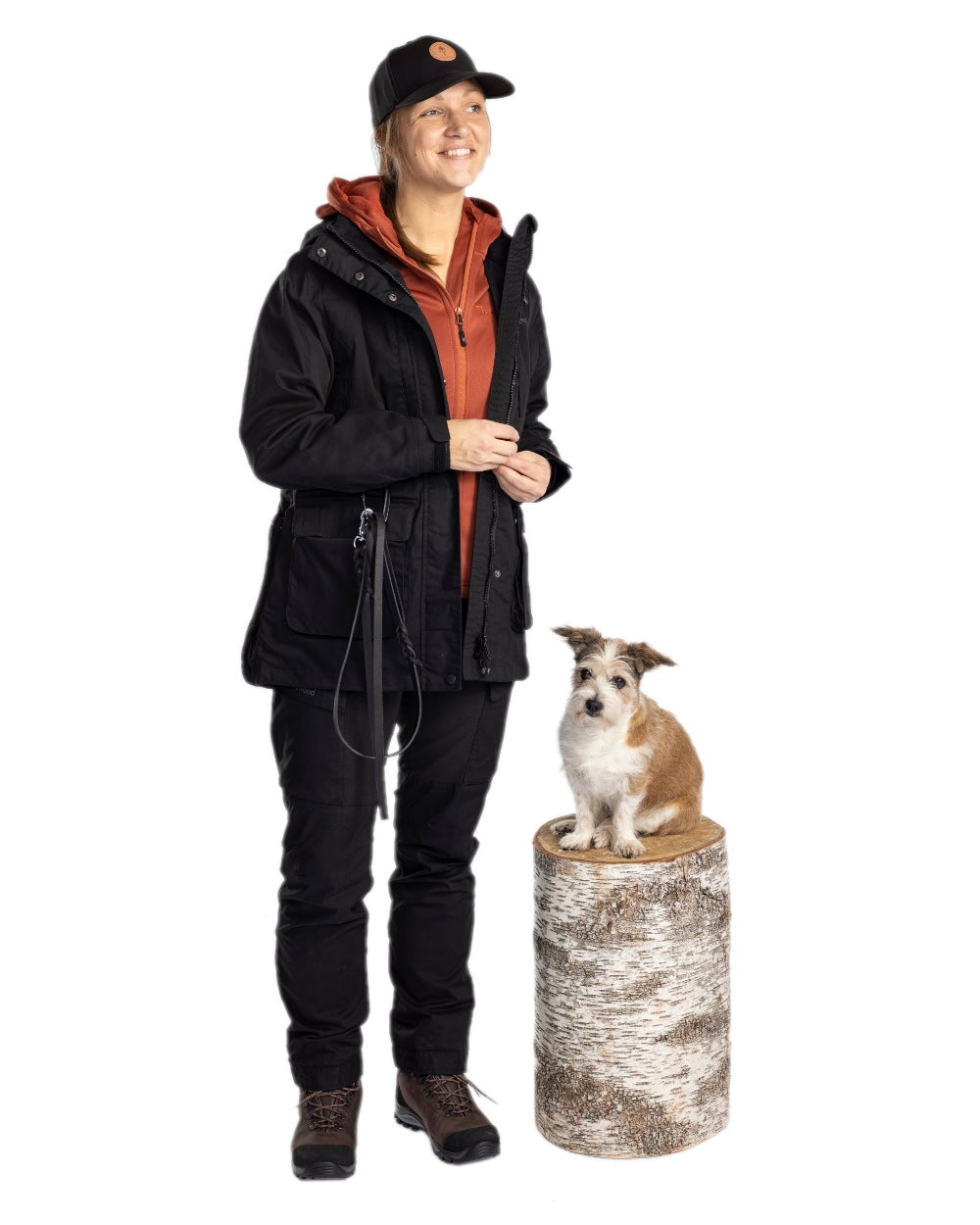 Black Coloured Pinewood Womens Dog Sports Trainer Jacket on white background #colour_black