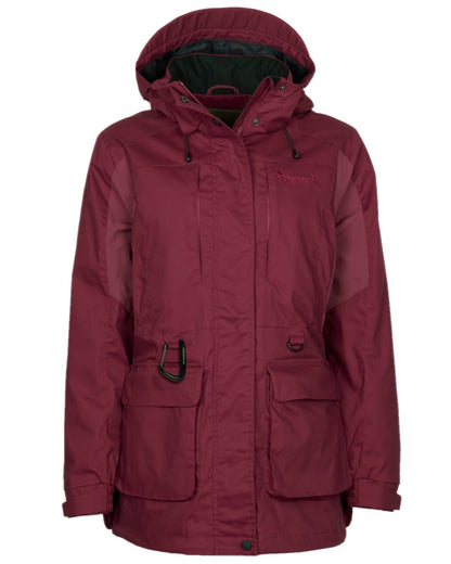 Dark Tomato Dark Red Coloured Pinewood Womens Dog Sports Trainer Jacket on white background #colour_dark-tomato-dark-red