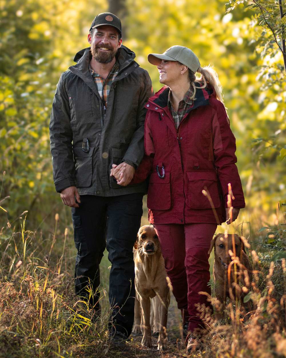 Dark Tomato Dark Red Coloured Pinewood Womens Dog Sports Trainer Jacket on outdoor background #colour_dark-tomato-dark-red