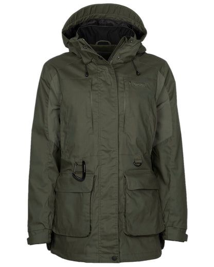 Moss Green Coloured Pinewood Womens Dog Sports Trainer Jacket on white background #colour_moss-green