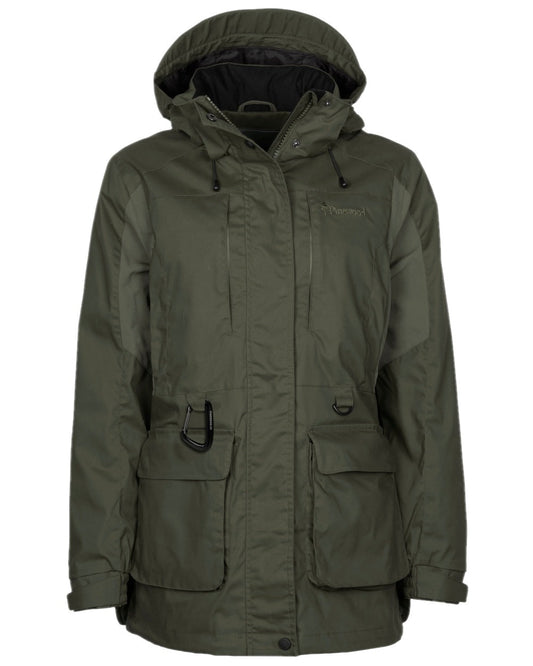 Moss Green Coloured Pinewood Womens Dog Sports Trainer Jacket on white background #colour_moss-green