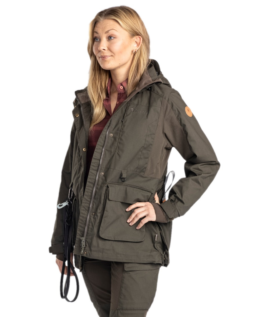 Moss Green Coloured Pinewood Womens Dog Sports Trainer Jacket on white background #colour_moss-green