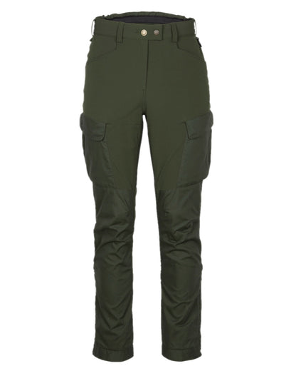 Moss Green Coloured Pinewood Womens Dog Sports Trainer Trousers on white background #colour_moss-green