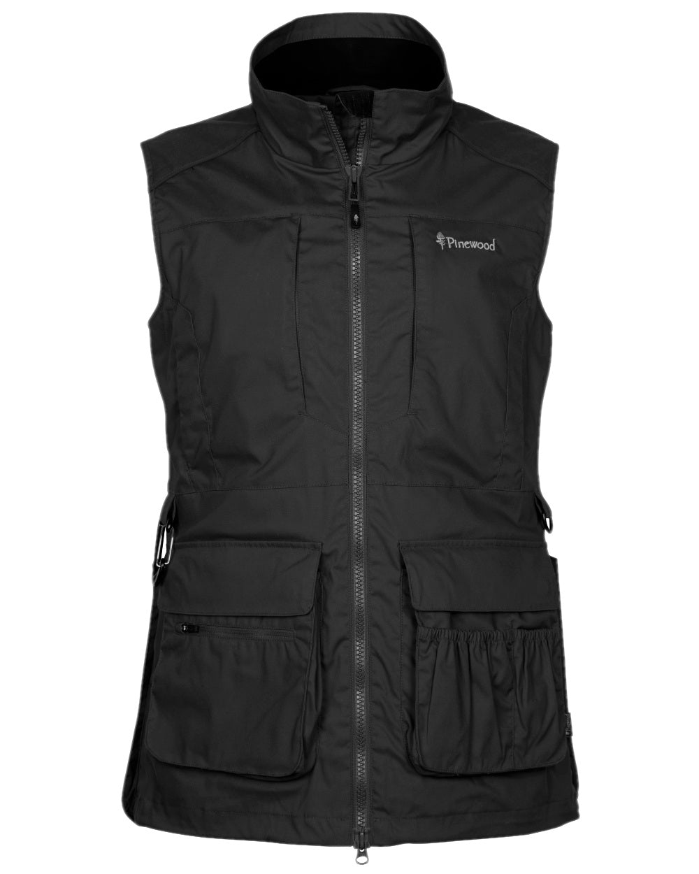 Black Coloured Pinewood Womens Dog Sports Trainer Vest on white background #colour_black
