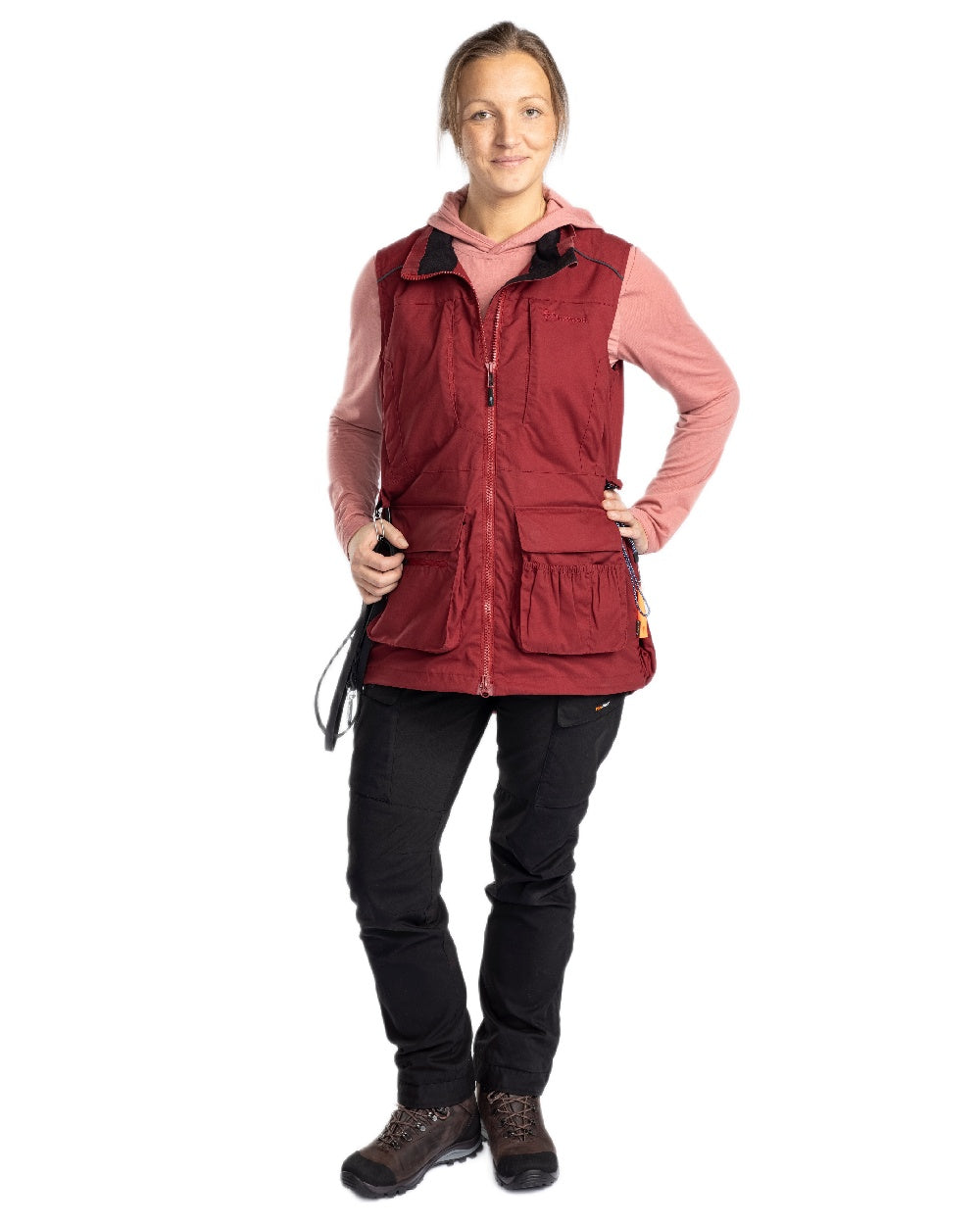 Dark Tomato Dark Red Coloured Pinewood Womens Dog Sports Trainer Vest on white background #colour_dark-tomato-dark-red