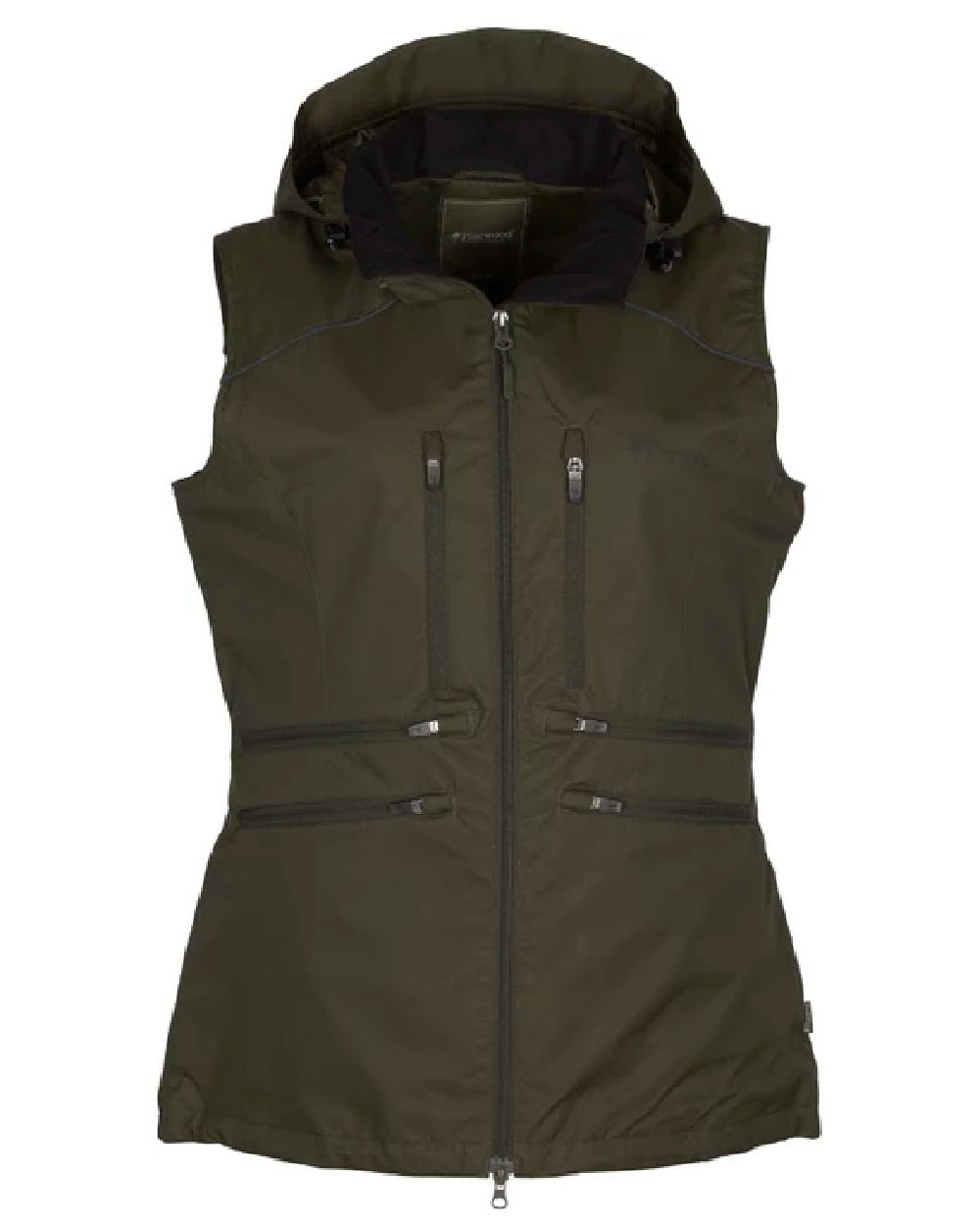 Moss Green coloured Pinewood Womens Dog Sports Windblocker Vest on white background #colour_moss-green