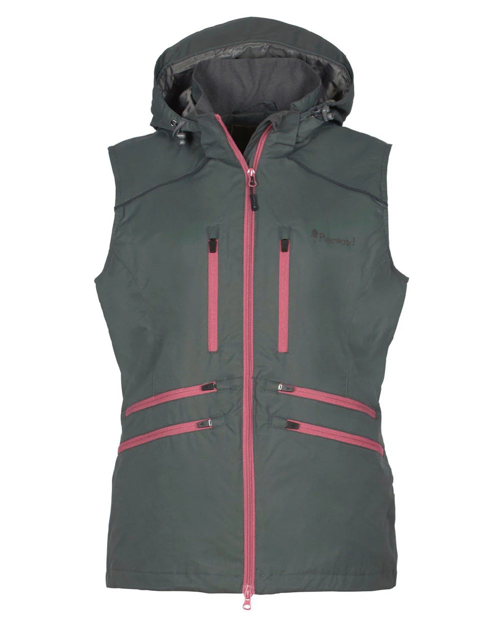Urban Grey coloured Pinewood Womens Dog Sports Windblocker Vest on white background #colour_urban-grey