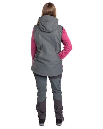 Urban Grey coloured Pinewood Womens Dog Sports Windblocker Vest on white background #colour_urban-grey