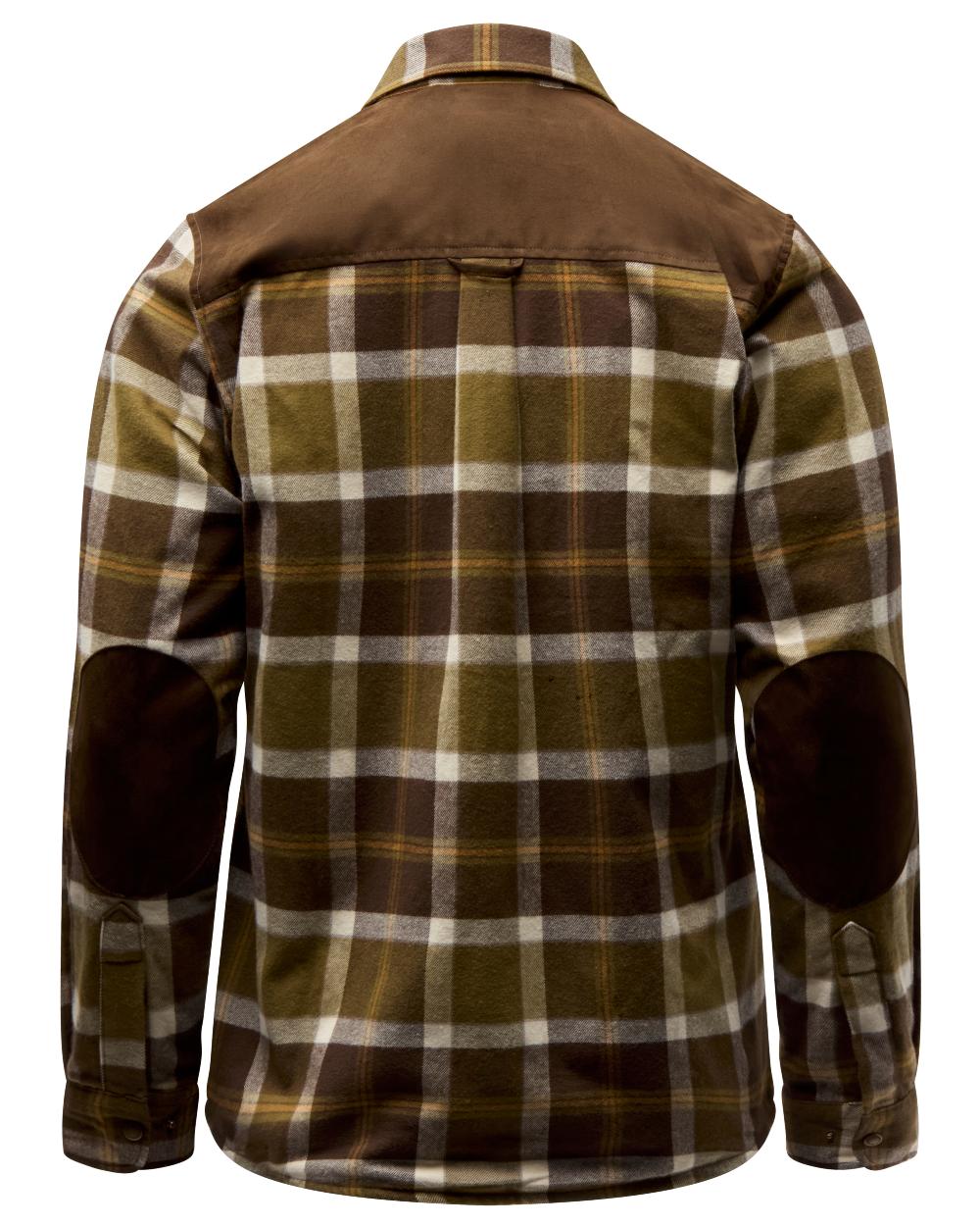 Olive Green Cream White coloured Pinewood Womens Douglas Shirt on white background #colour_olive-green-cream-white