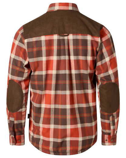 Orange Clay Dark Brown coloured Pinewood Womens Douglas Shirt on white background #colour_orange-clay-dark-brown