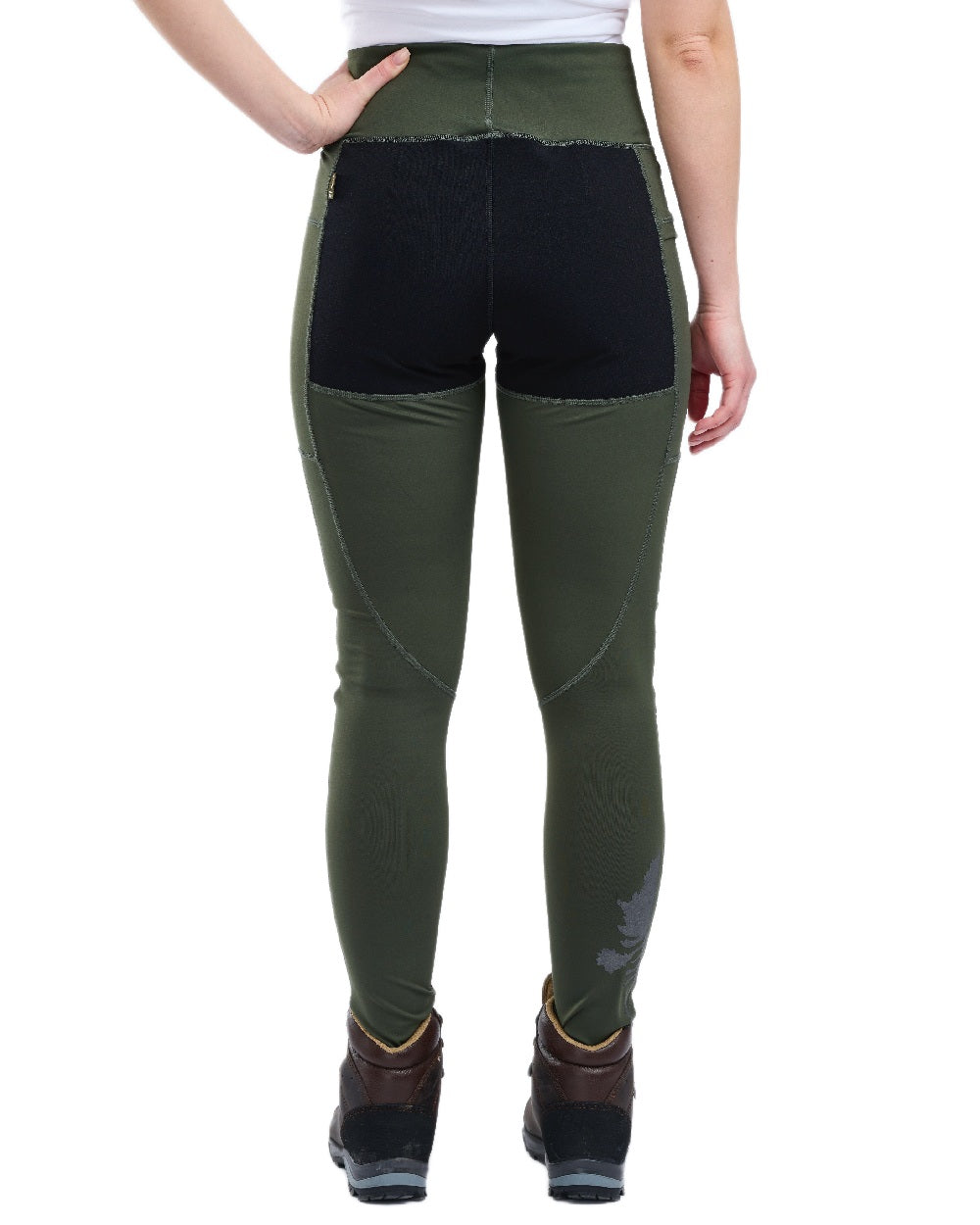 Moss Green Coloured Pinewood Womens Finnveden Active Tights 2.0 on white background #colour_moss-green