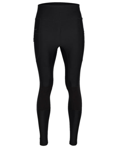 Black Coloured Pinewood Womens Finnveden Active Tights on white background #colour_black