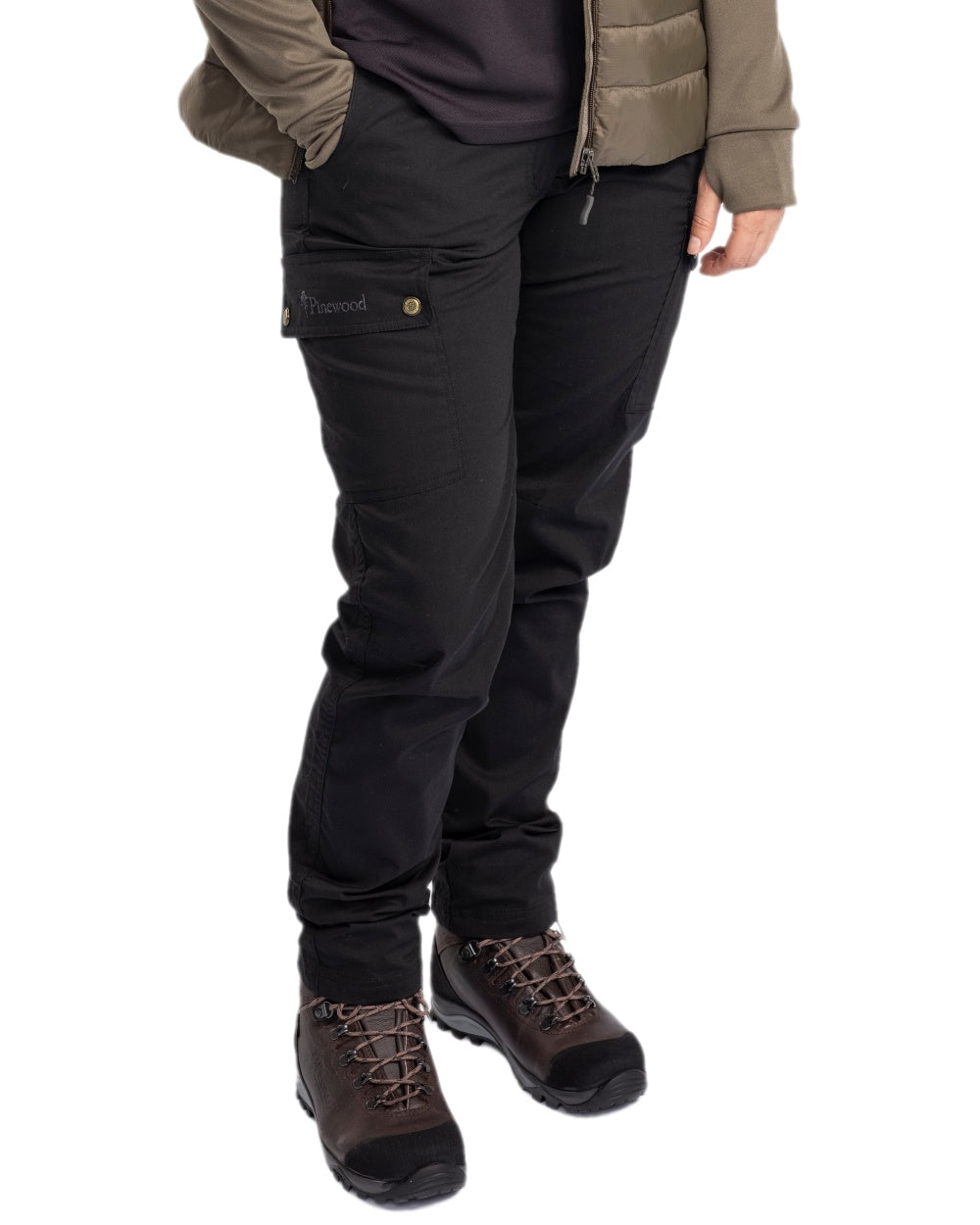 Black Coloured Pinewood Womens Finnveden Classic Trousers on white background #colour_black