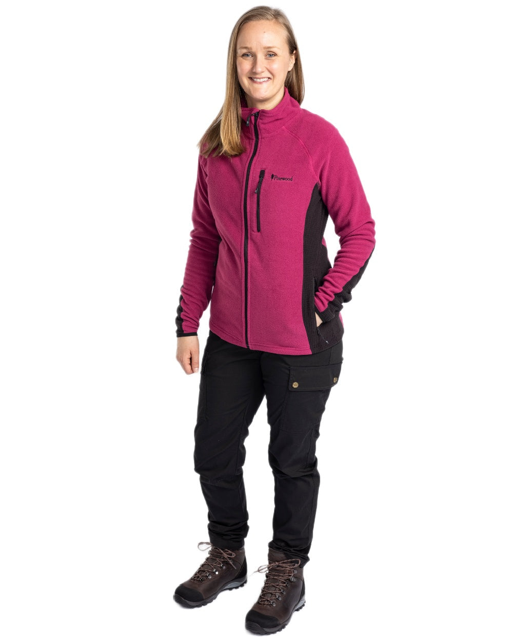Black Coloured Pinewood Womens Finnveden Classic Trousers on white background #colour_black