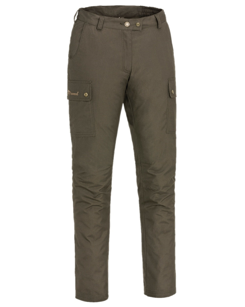 Dark Olive Coloured Pinewood Womens Finnveden Classic Trousers on white background #colour_dark-olive