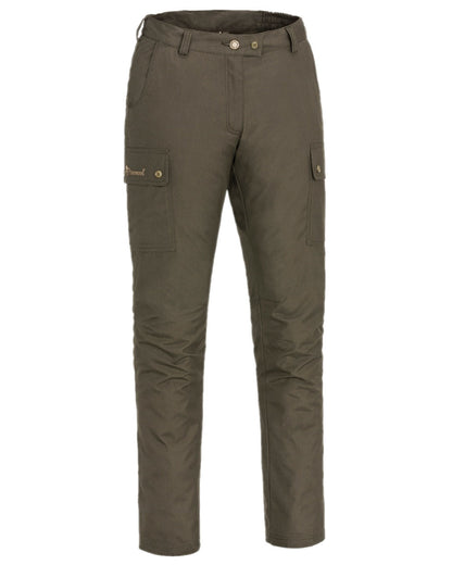 Dark Olive Coloured Pinewood Womens Finnveden Classic Trousers on white background #colour_dark-olive