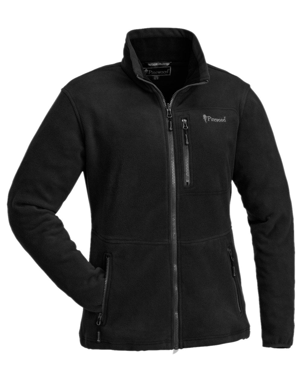 Black Coloured Pinewood Womens Finnveden Fleece Jacket on white background #colour_black