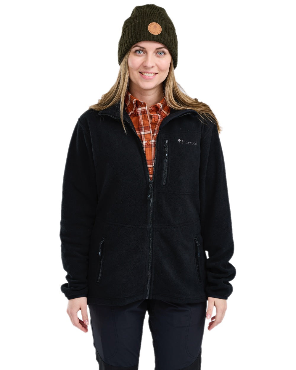Black Coloured Pinewood Womens Finnveden Fleece Jacket on white background #colour_black