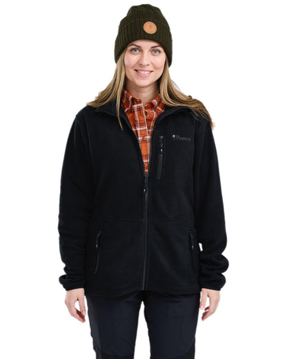 Black Coloured Pinewood Womens Finnveden Fleece Jacket on white background #colour_black