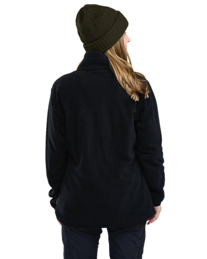 Black Coloured Pinewood Womens Finnveden Fleece Jacket on white background #colour_black