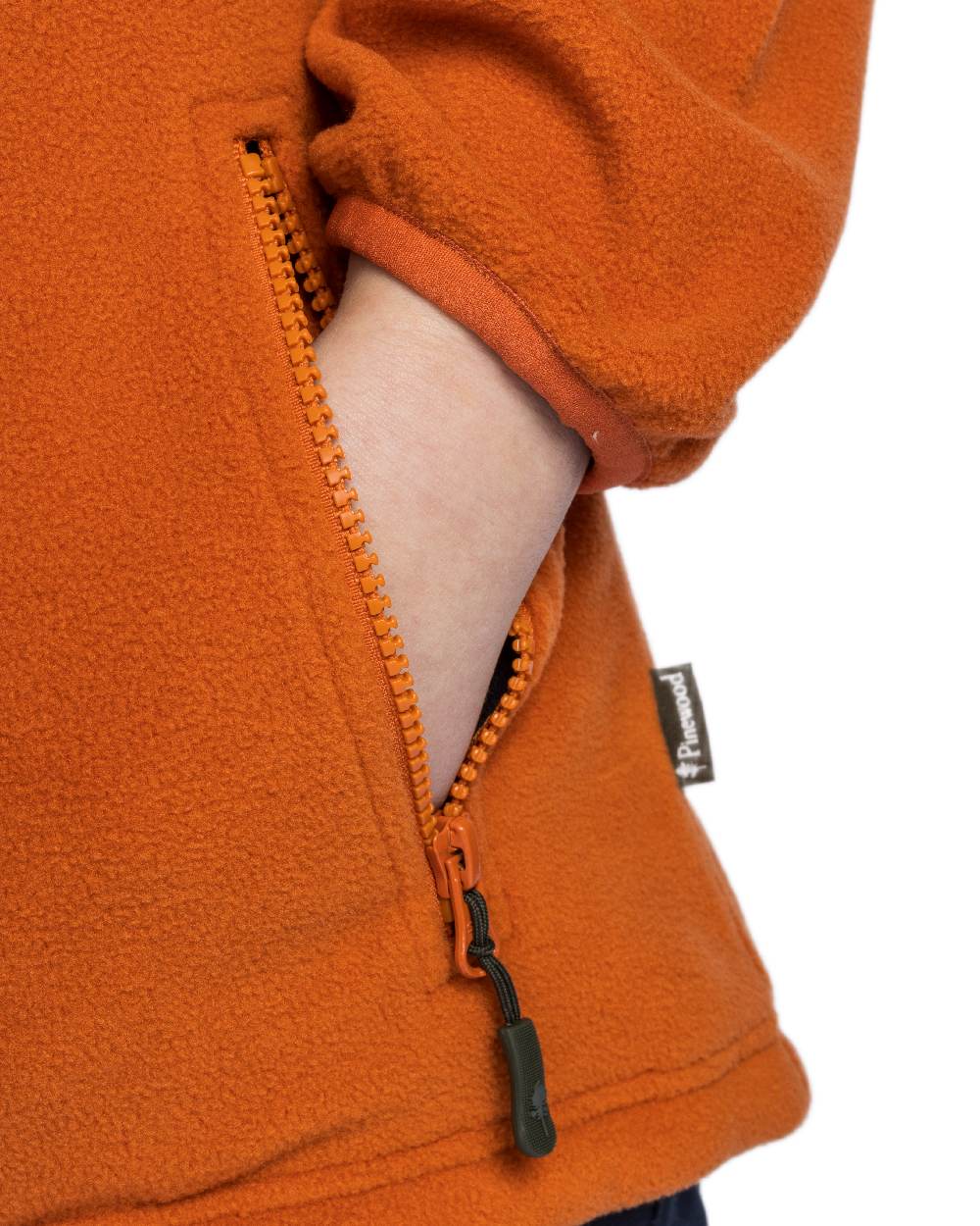 Burned Orange Coloured Pinewood Womens Finnveden Fleece Jacket on white background #colour_burned-orange