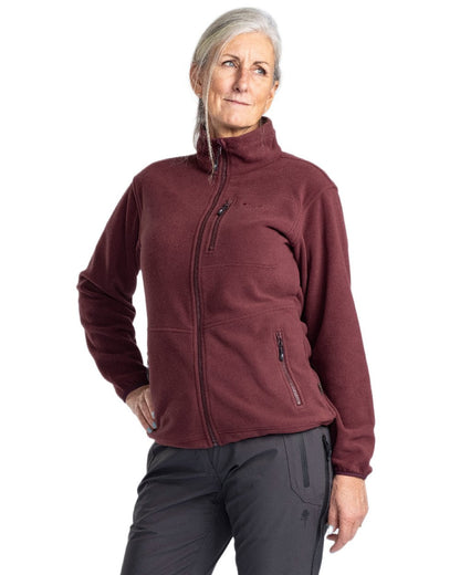 Earth Plum Coloured Pinewood Womens Finnveden Fleece Jacket on  white background #colour_earth-plum