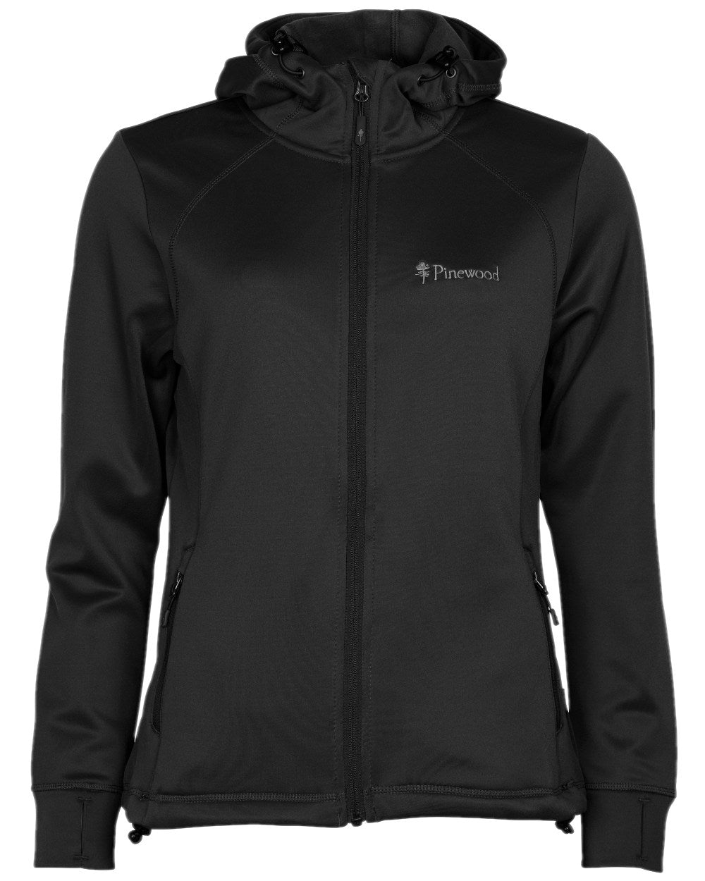 Black Coloured Pinewood Womens Finnveden Hoodie on white background #colour_black