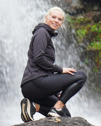 Black Coloured Pinewood Womens Finnveden Hoodie on outdoor background #colour_black