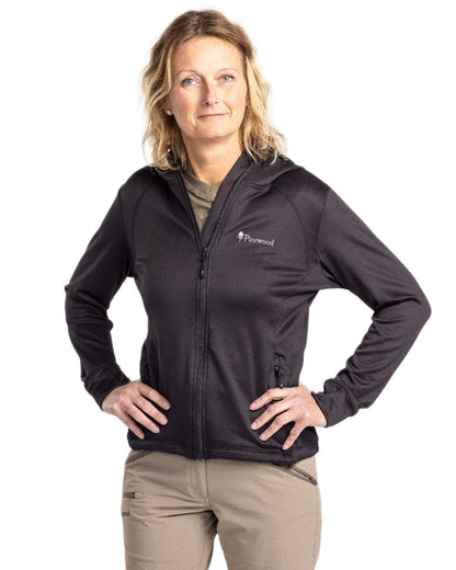 Black Coloured Pinewood Womens Finnveden Hoodie on white background #colour_black