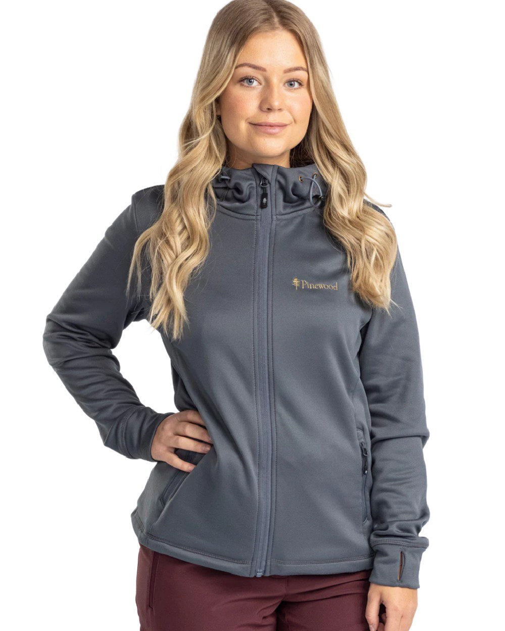 Dark Storm Blue coloured Pinewood Womens Finnveden Hoodie on white background #colour_dark-storm-blue