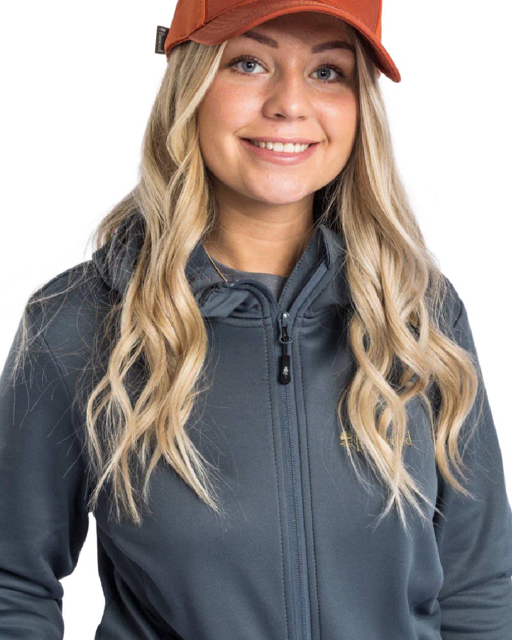 Dark Storm Blue coloured Pinewood Womens Finnveden Hoodie on white background #colour_dark-storm-blue