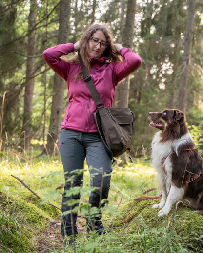 Dusty Dark Pink coloured Pinewood Womens Finnveden Hoodie on forest background #colour_dusty-dark-pink