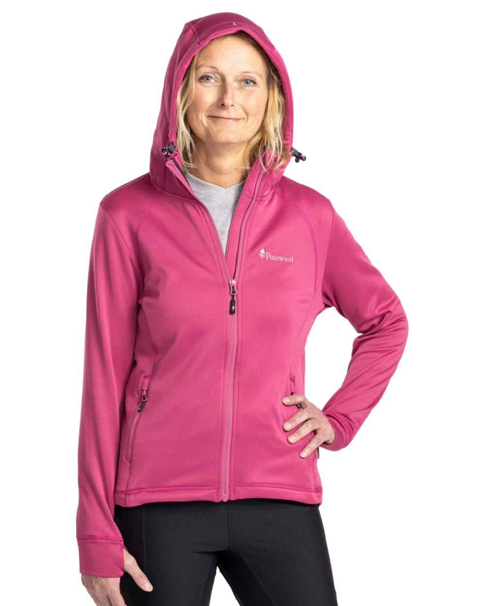 Dusty Dark Pink coloured Pinewood Womens Finnveden Hoodie on white background #colour_dusty-dark-pink