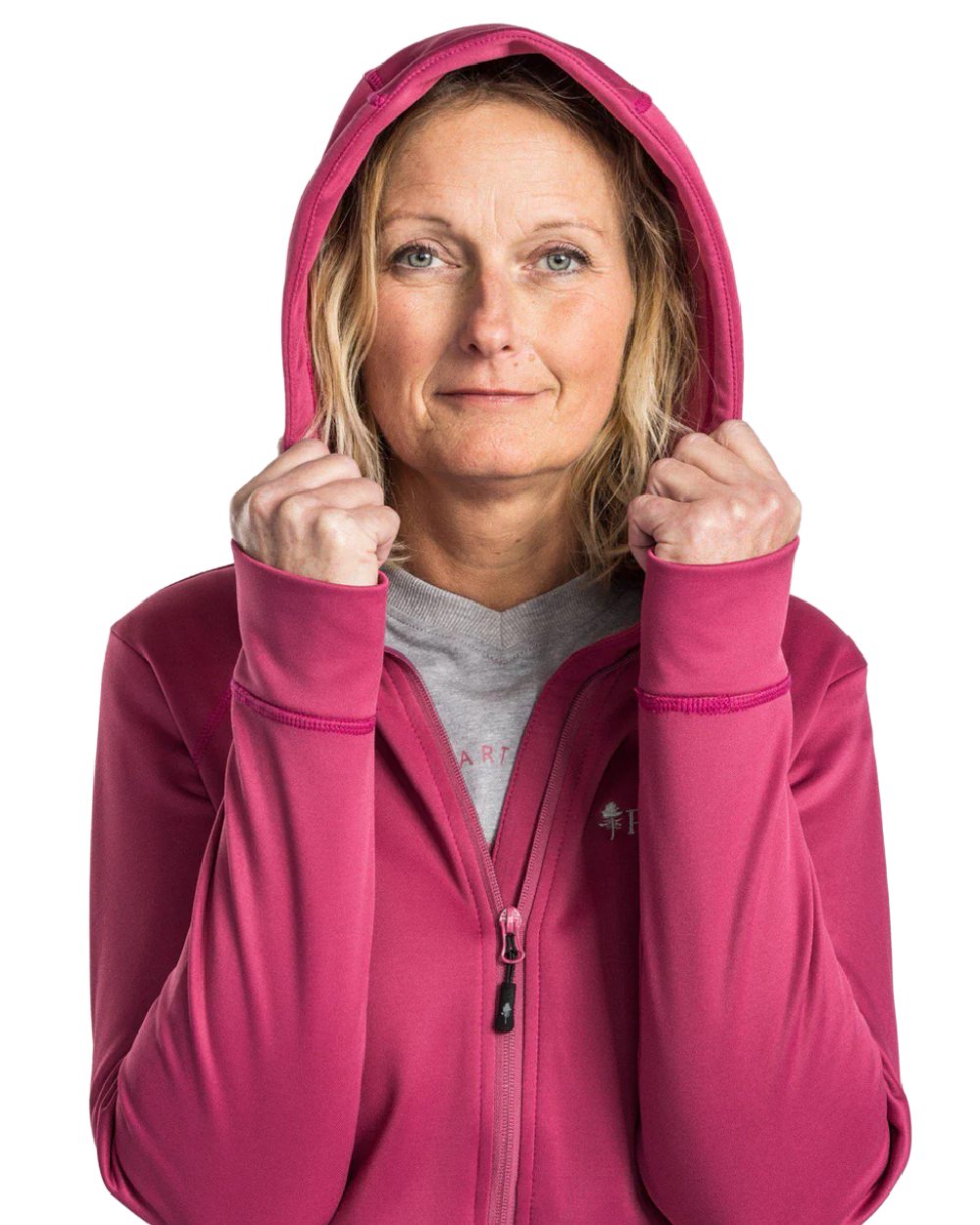Dusty Dark Pink coloured Pinewood Womens Finnveden Hoodie on white background #colour_dusty-dark-pink