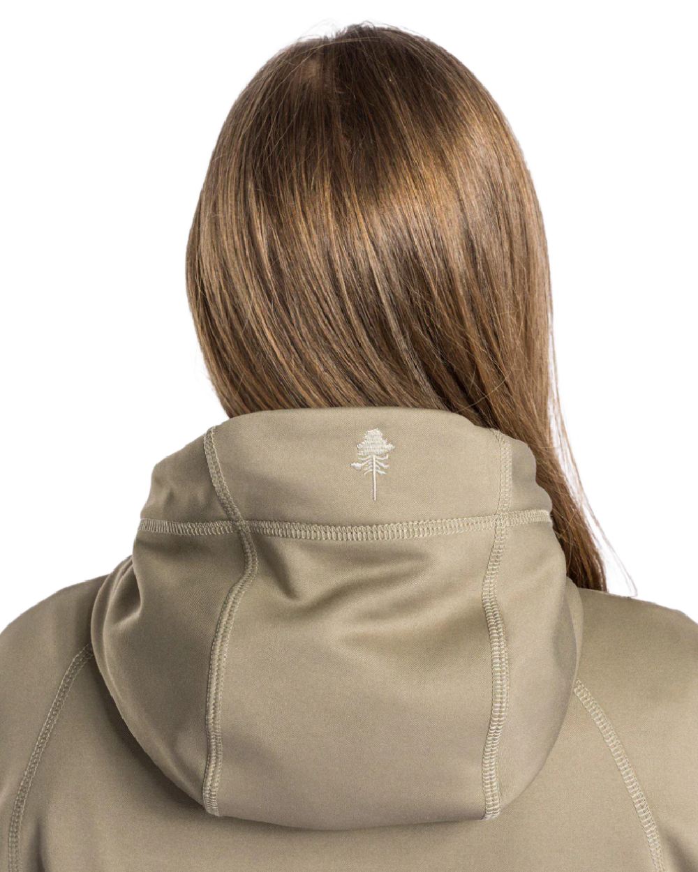 Mid Khaki coloured Pinewood Womens Finnveden Hoodie on white background #colour_mid-khaki